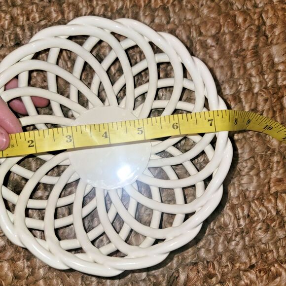 Espana Tabletops Unlimited Open Braid Woven Lattice Ceramic Bowl 7.5" Ivory - Picture 2 of 11